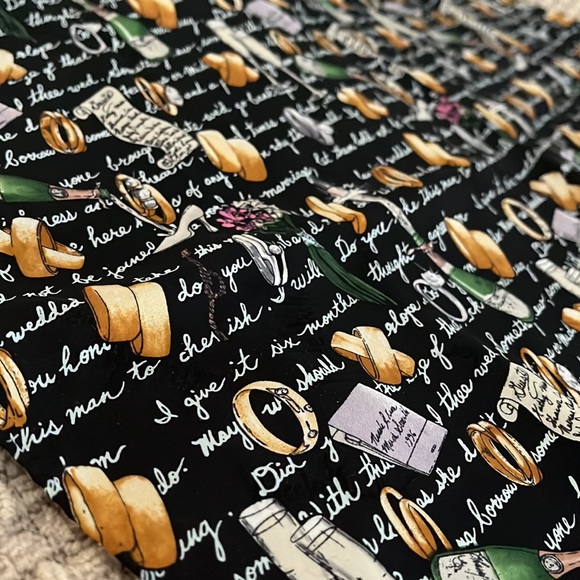 Rare Vintage Nicole Miller 100% Silk Scarf - 1990s Wedding Themed - Picture 2 of 5